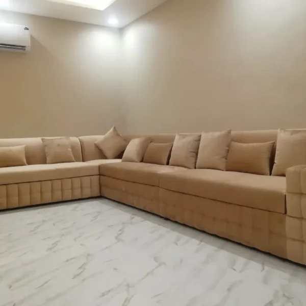Luxury Blue Majlis Sofa Set – Modern Arabic Custom Seating Riyadh
