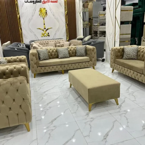 Cream Luxury Majlis Sofa – Elegant Custom Arabic Seating Riyadh